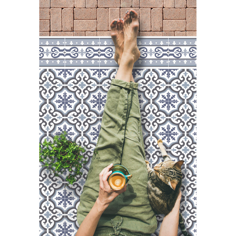 Abreona Vinyl Machine Printed Area Rug, Rectangle 3'3.4" x 4'4.4"