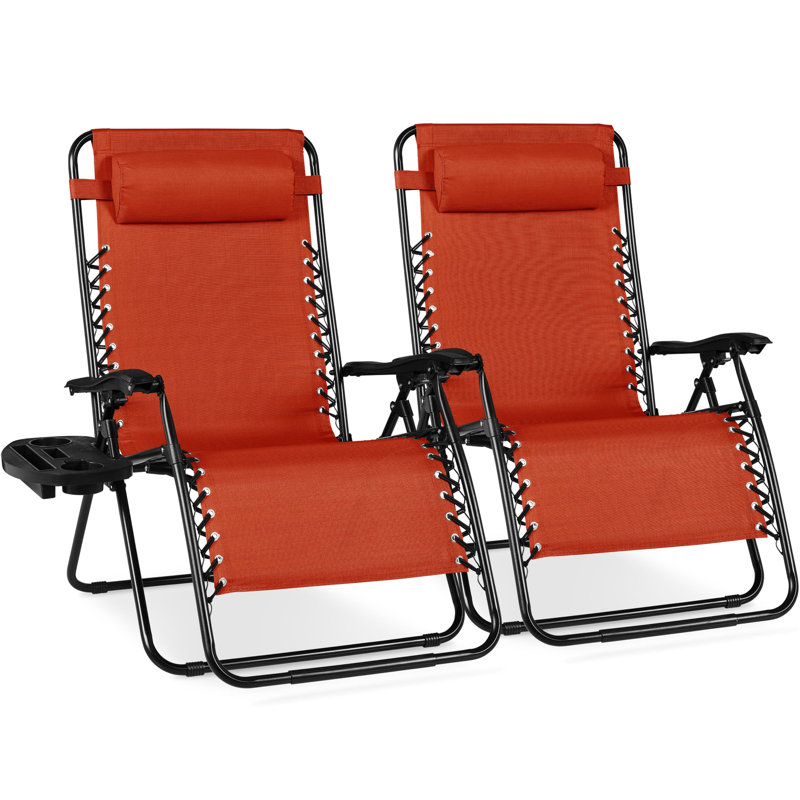 Set Of 2 Zero Gravity Patio Chair, Burnt Orange