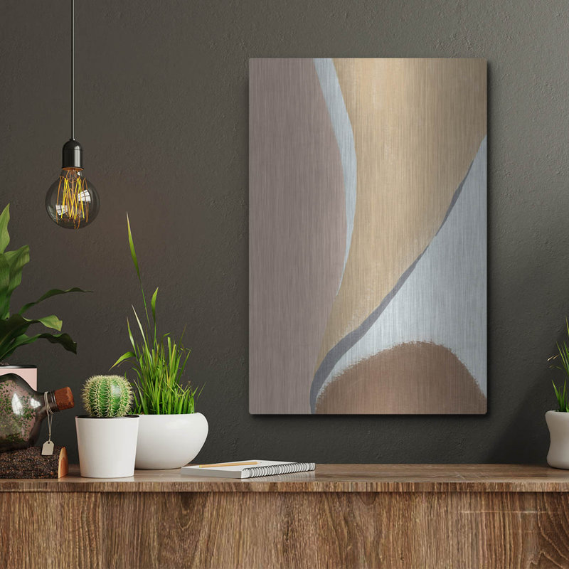  «Retro Abstract 3 Brown» par Danhui Nai, art mural en métal, H 16 po x l 12 po