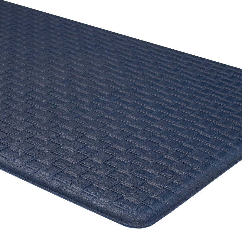 Tapis tissé gaufré anti-fatigue, Rectangle 1 pi 8 po x 3 pi 3 po, Bleu marine
