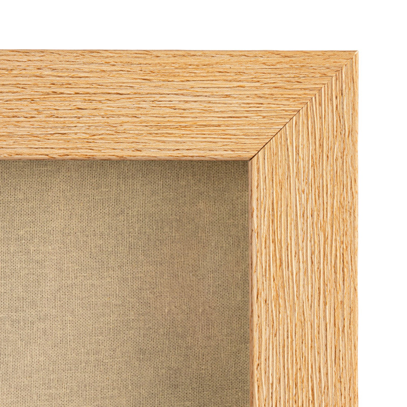 Boîte-cadre murale en bois et verre encadrée, bleu et brun clair