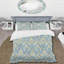 Blue Gold Damask Glamour Print I - Ensemble de housse de couette Farmhouse-109147380