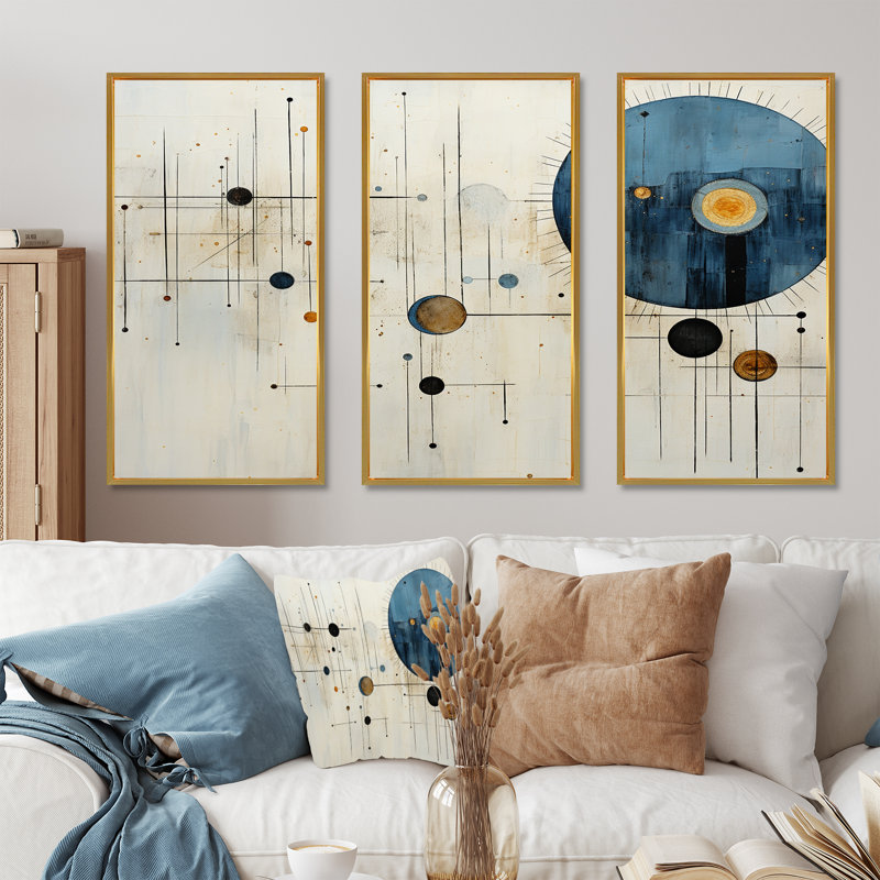 «Folk Religion Cosmic Ocean II», ensemble d'impressions d'art mural, Cadre flottant doré, H 40 po x l 60 po x P 1 po