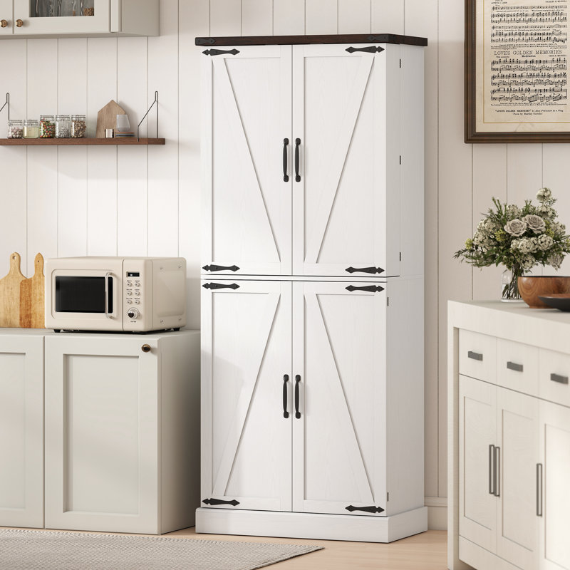 Armoire de rangement de 72 po de hauteur avec armoire à 8 portes, 72 po, blanc, White