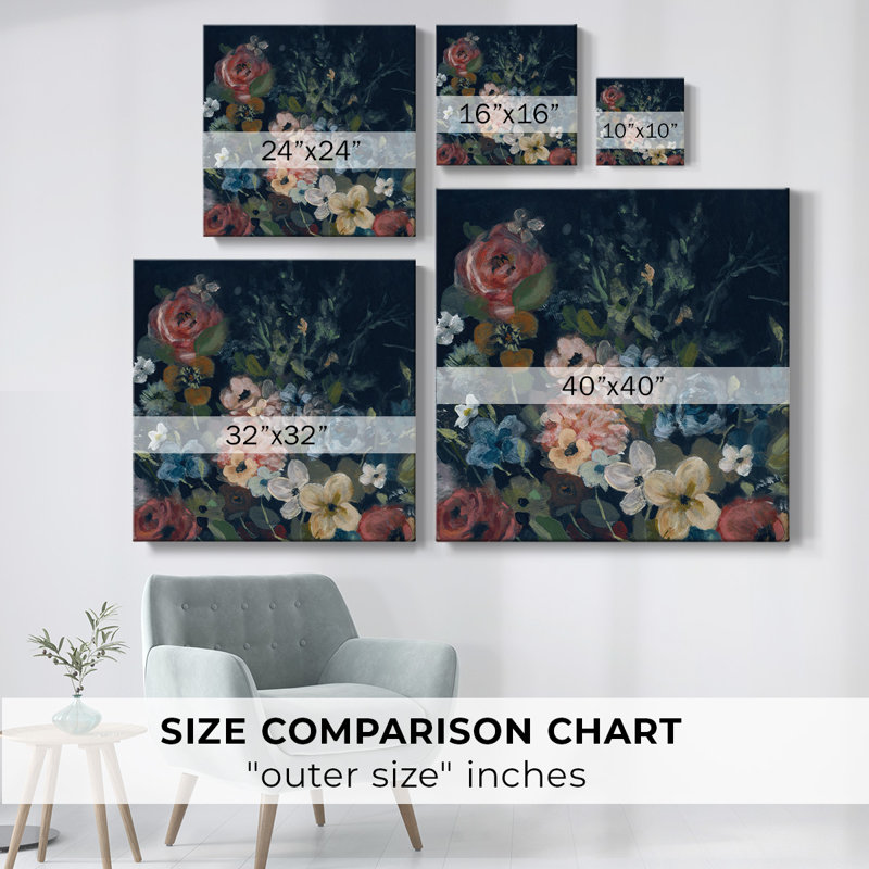 «Vintage Navy Blossoms II», reproduction sur toile, H 40 po x l 40 po x P 1,5 po
