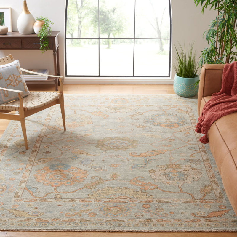 Gray Hand-Knotted Wool and Viscose 8' x 10' Rug