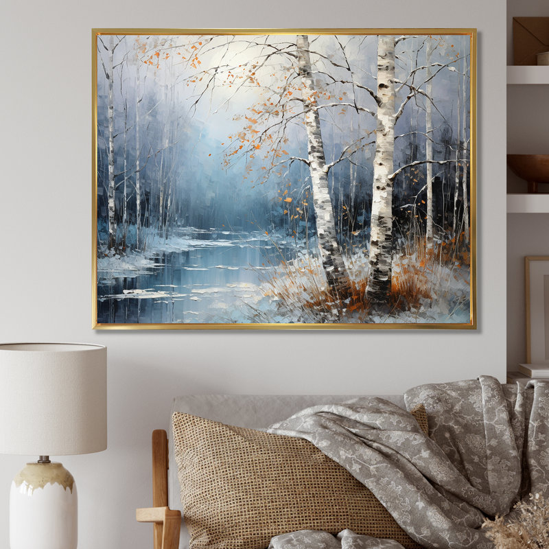 Birchs Ballet sur toile, H 16 po x l 32 po x P 1 po, Cadre flottant doré