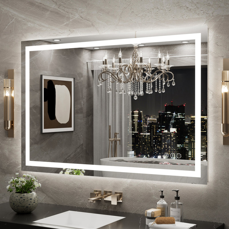 UL Certified Front & Back LED Anti-Fog Tempered Glass Bathroom Vanity Mirror, 48" x 32"