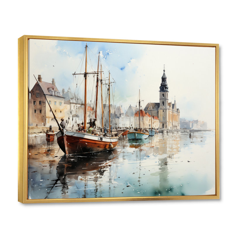 «Danemark Dutch Coastal Beauty II», reproduction sur toile, H 24 po x l 32 po x P 1 po, Cadre flottant doré