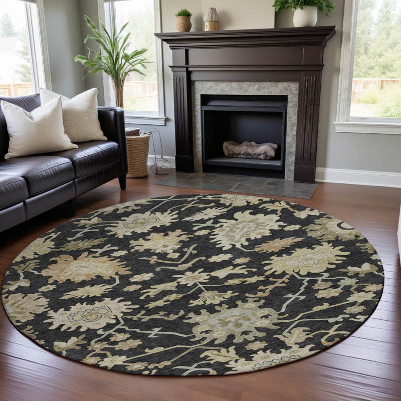 Premium Machine Washable Gurubaksh AMF1150 Global Rug, Round 8'
