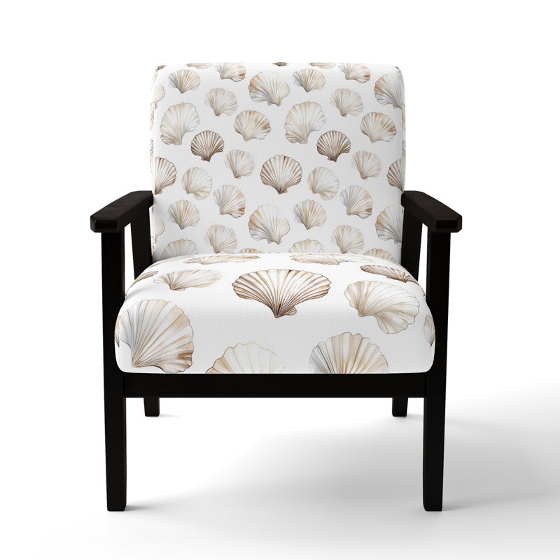 Chaise d'appoint à imprimé animalier - fauteuil brun coquillage minimal, Accoudoirs carrés noirs