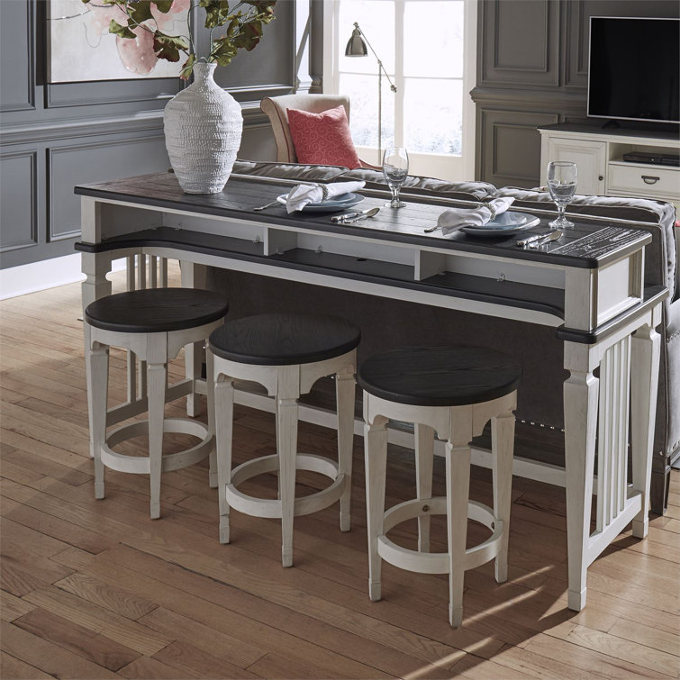 Colburn 4 Piece Console Table Set w/ 3 Stools & Charging Station