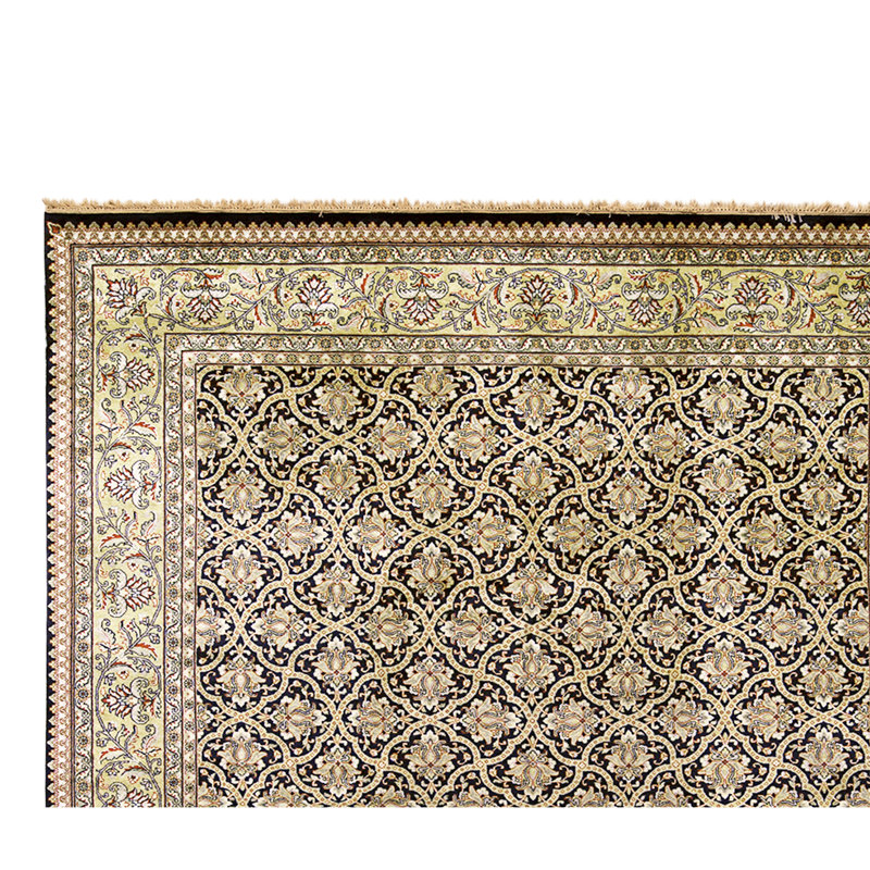 High-Quality Hand-Knotted Black And Gold Area Rug