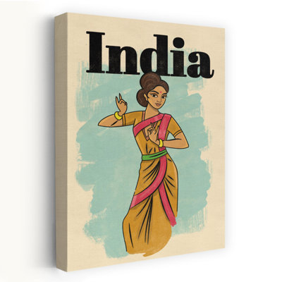 Impression sur toile «Elegant Indian Dancer Elegant Retro Traditional Portrait»