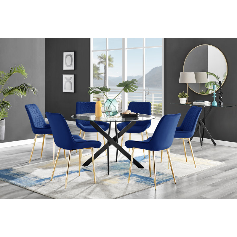 Ensemble repas pour 6 personnes, Marine / doré