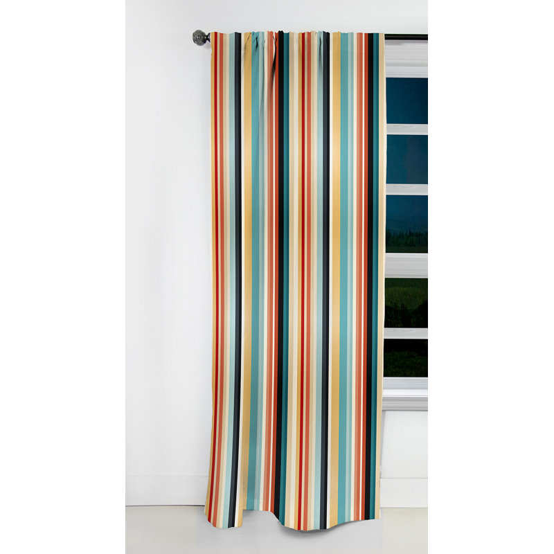 Rideau occultant rayé rose et bleu Nostalgia - 1 panneaux, L 52 po x L 95 po