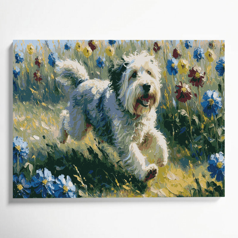 «Dogs Old English Sheepdog», art mural sur toile brune, H 20 po x l 30 po