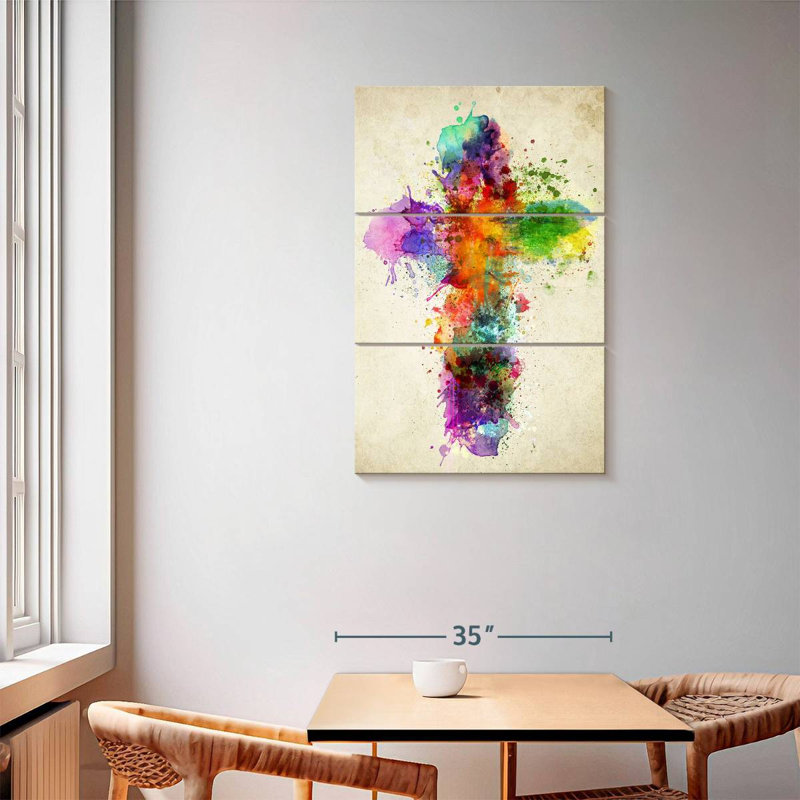 Adella Paint Splatter Cross, 57" H x 36" W