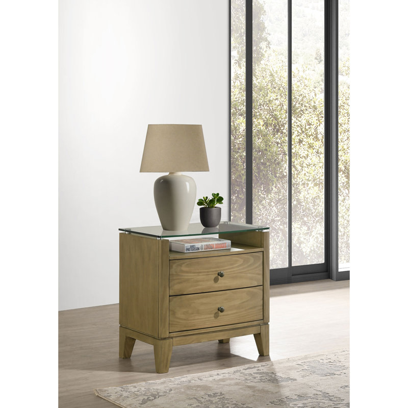 Table de chevet 2 tiroirs Natural Pine