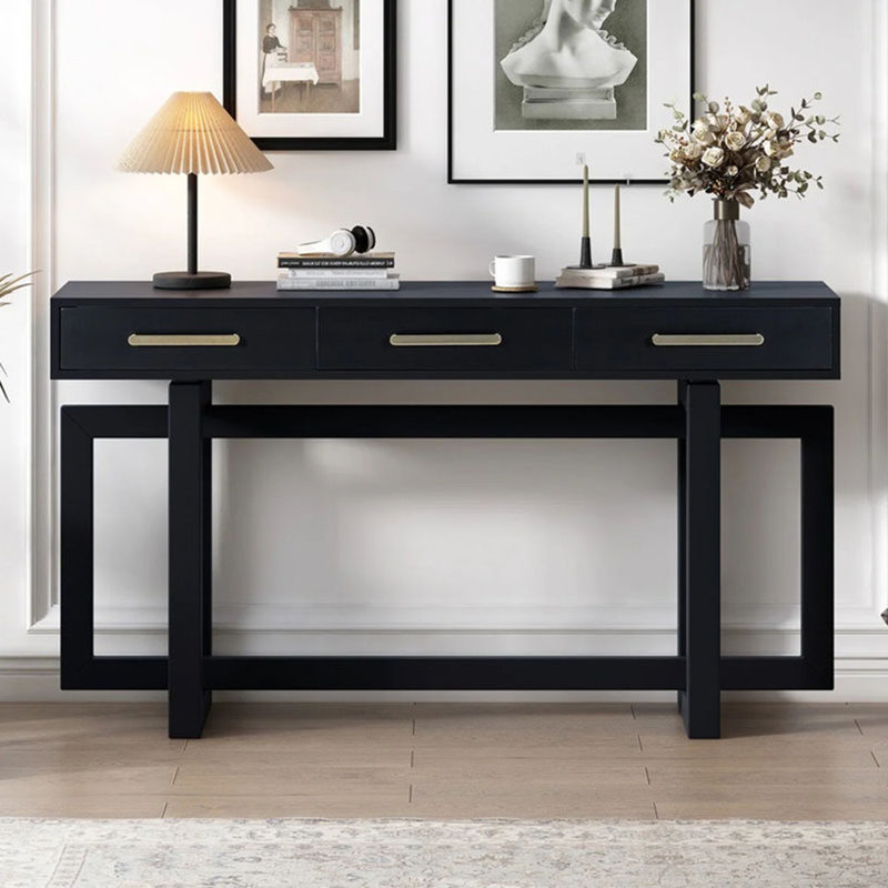 Console légère en bois de style luxueux, 31.5" H x 62.9" W x 15.7" D