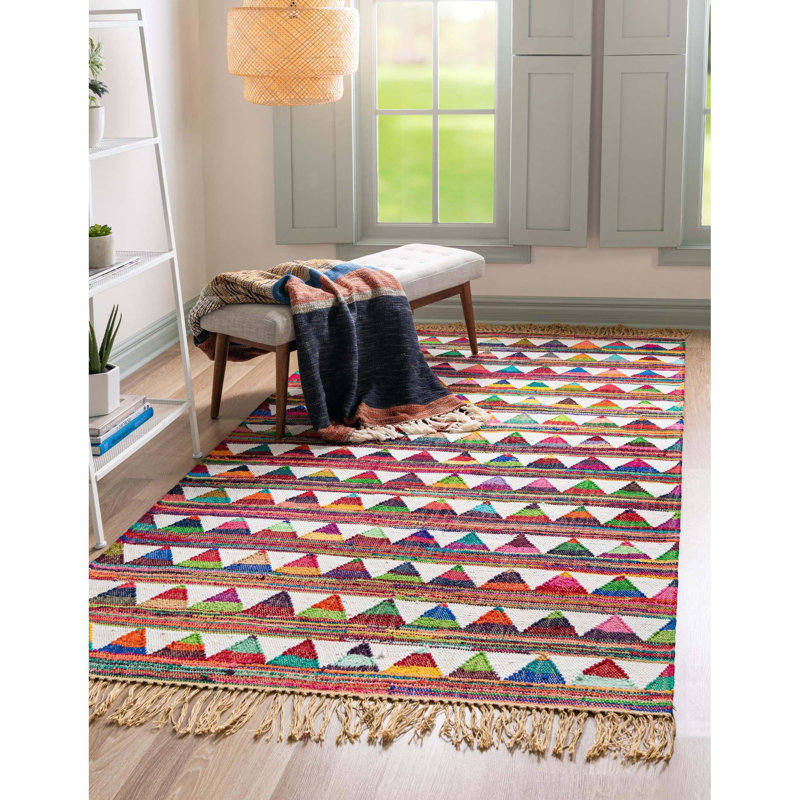 Jillann Cotton Geometric Indoor Rug, Rectangle 4'1" x 6'1"