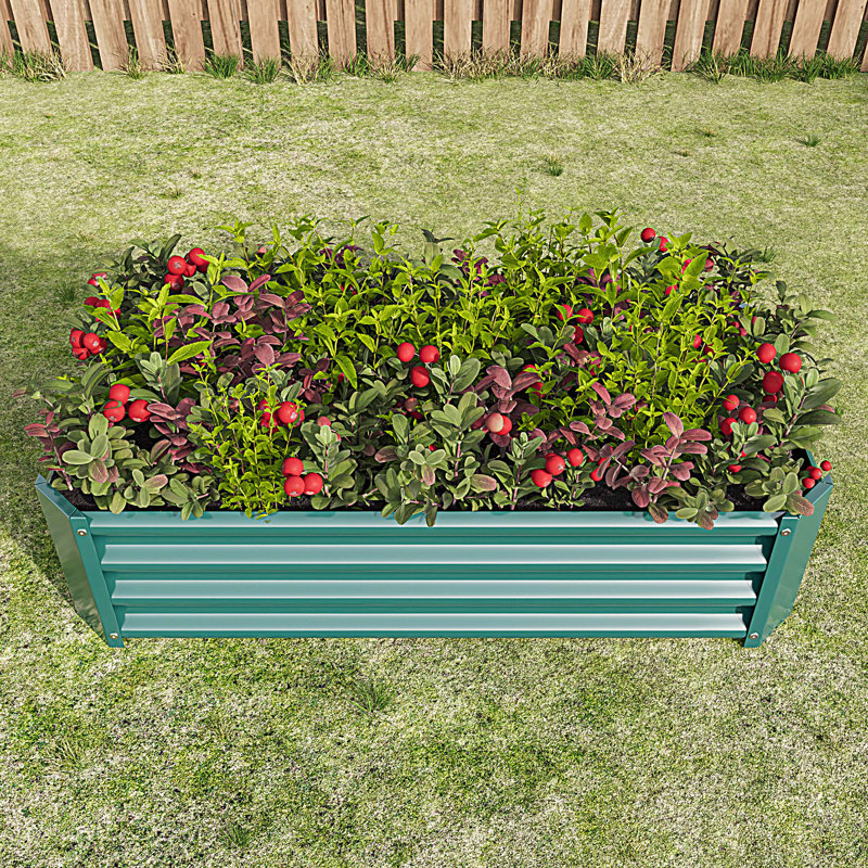 Metal Raised Garden Bed, Rectangle Raised Planter 4×2×1ft  for Flowers Plants, Vegetables Herb, Green