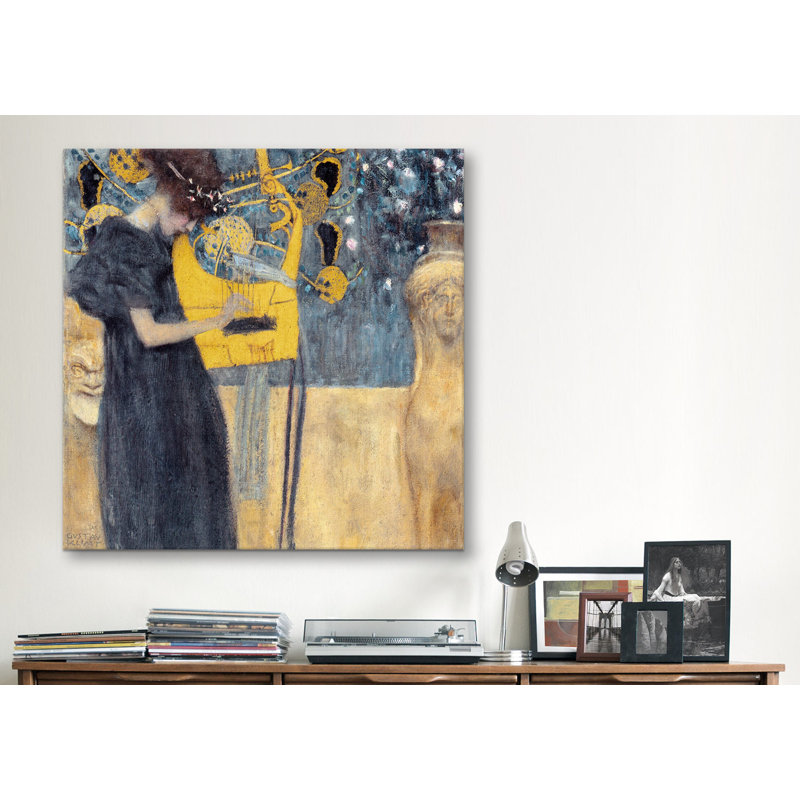 « musik 1895 » par gustav klimt,, impression sur toile, H 18 po x l 18 po x P 1,5 po, Non mat, Toile tendue