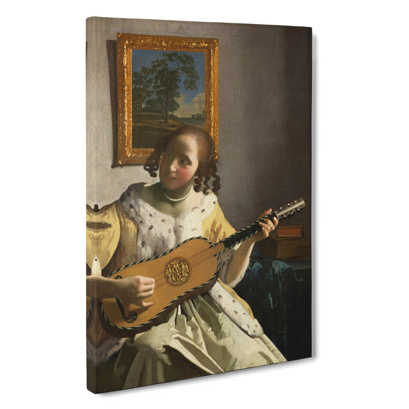 Girl Playing Instrument by Johannes Vermeer - Wrapped Canvas, 60cm H x 40cm W x 3cm D