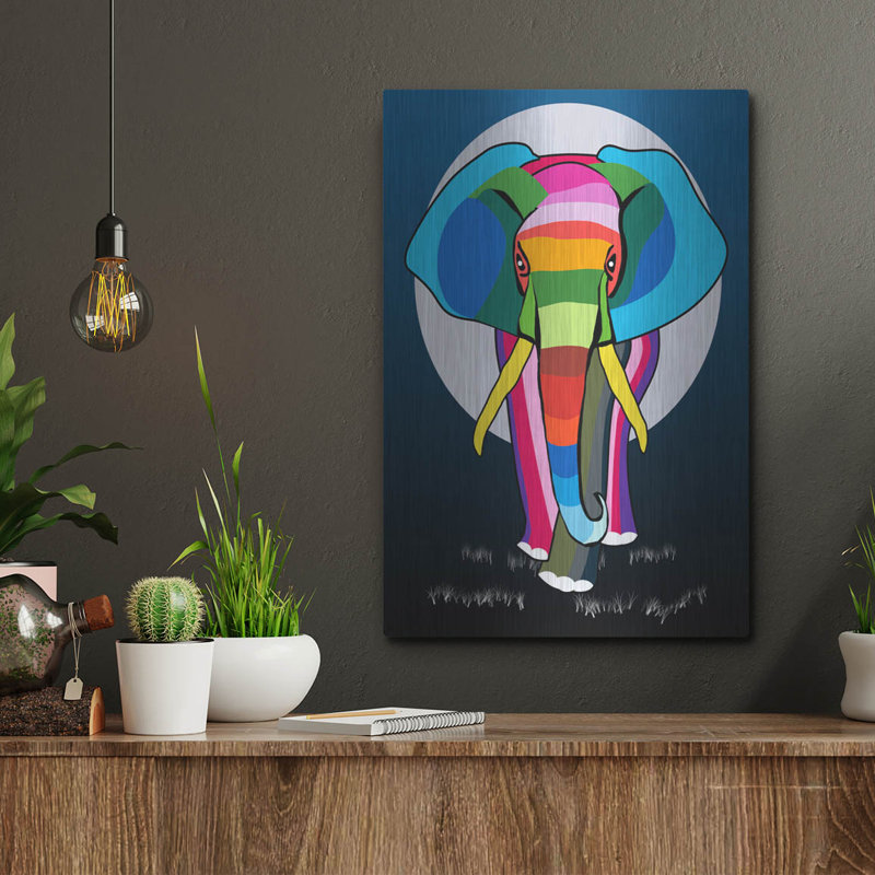 «Elephant» par Mark Ashkenazi sur métal, H 16 po x l 12 po