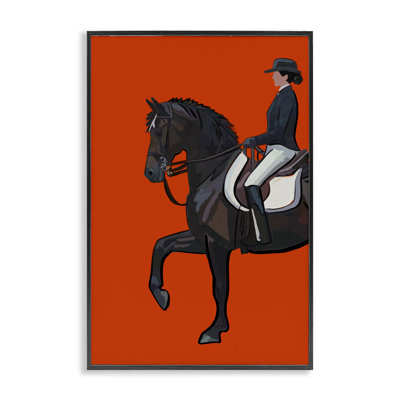 «Jockey & Horse on Orange», art giclée par Amelia Noyes