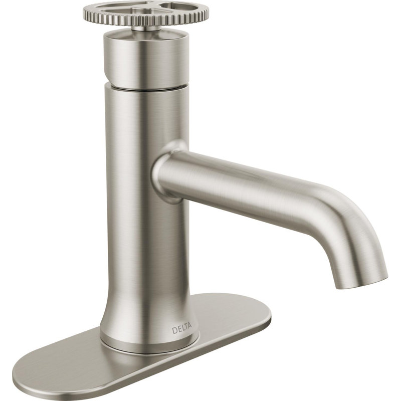 Trinsic Single Hole Bathroom Faucet with Wheel Handle, Single Handle Bathroom Sink Faucet, Stainless