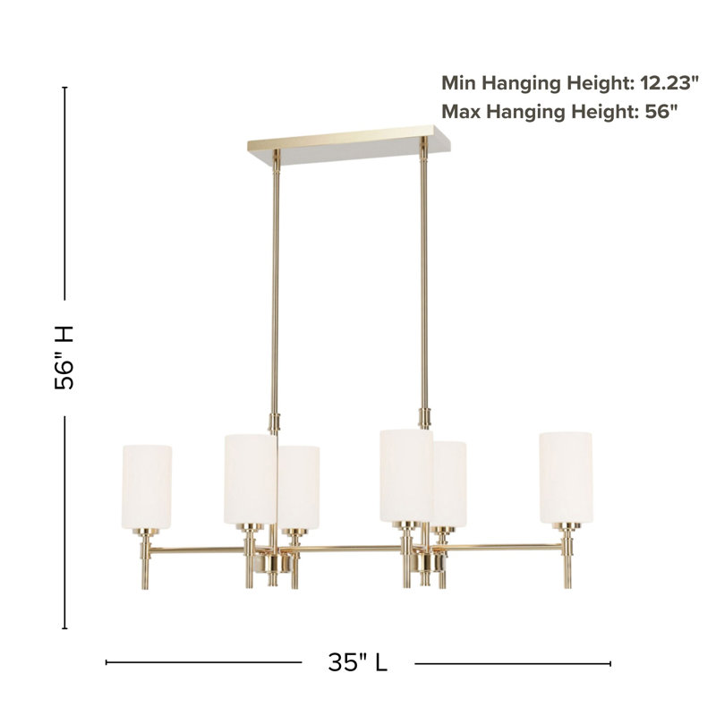 Wexton 6-Light 12.63” Wide Chandelier, Opal White, Plated Gold