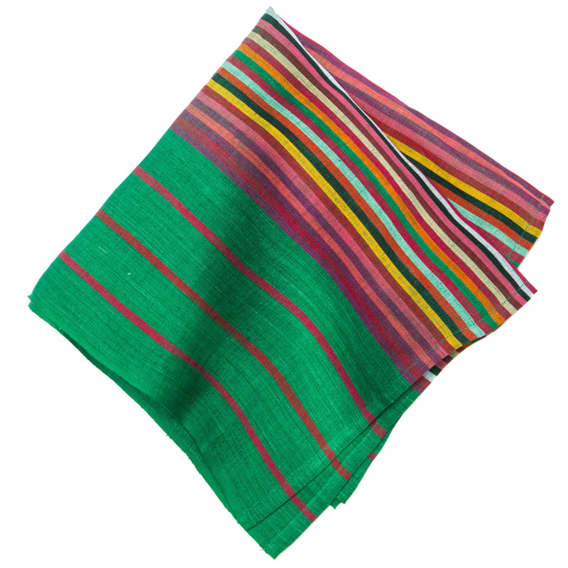 Multi Stripe Napkin 20" x 20", Green/Red/Yellow