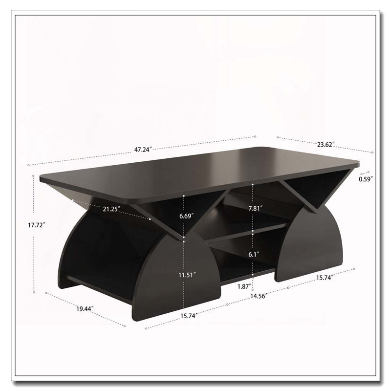 Table basse rectangulaire pour le salon, Noir