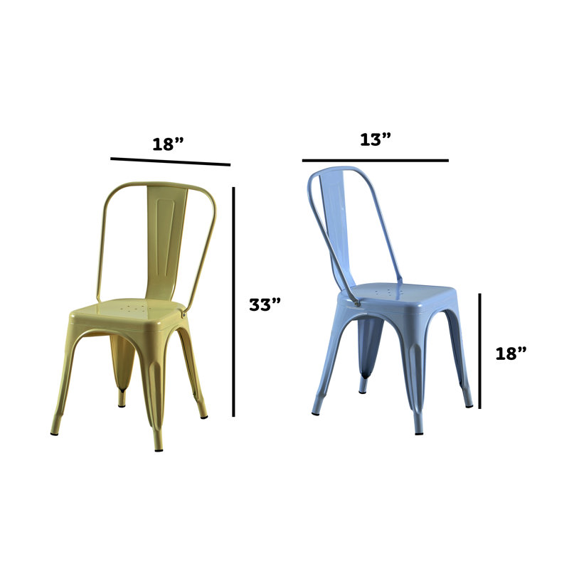 Kalya Metal Stacking Side Chair Dining Chair, 2, Yellow/Blue