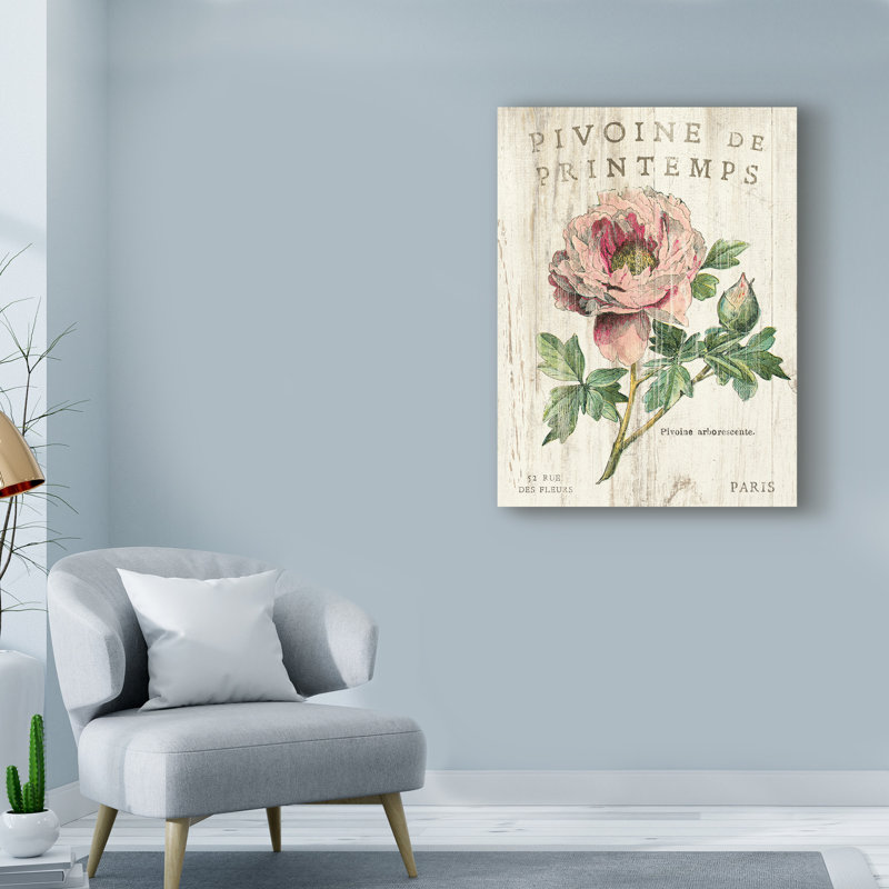 «Pivoine De Printemps», reproduction de peinture à l'acrylique sur toile tendue, H 47 po x l 35 po x P 2 po