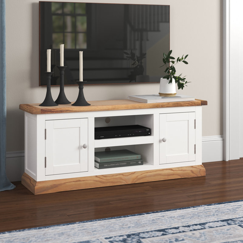Katarina TV Stand for TVs up to 55", Off White/Natural/Silver
