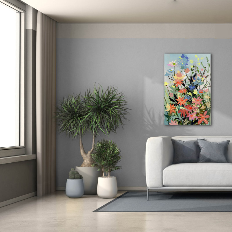 "Epic Graffiti" Pastel Wildflowers "par Brook Page, art mural sur toile, 26 po x 40 po