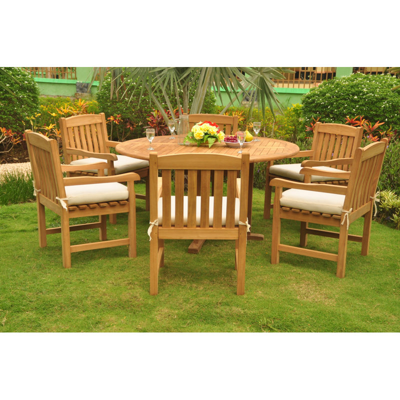 Ensemble repas 5 pièces teck luxueux Pasadena, 6