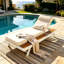 Méridiennes de patio réglables, chaise de patio moderne en bois d'acacia