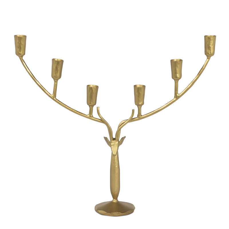 Grand porte-bougie cerf, Antique Gold, Large