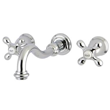 English Country KS7247AX Two-Handle 2-Hole Wall Mount Bathroom Faucet,  Brushed Brass
