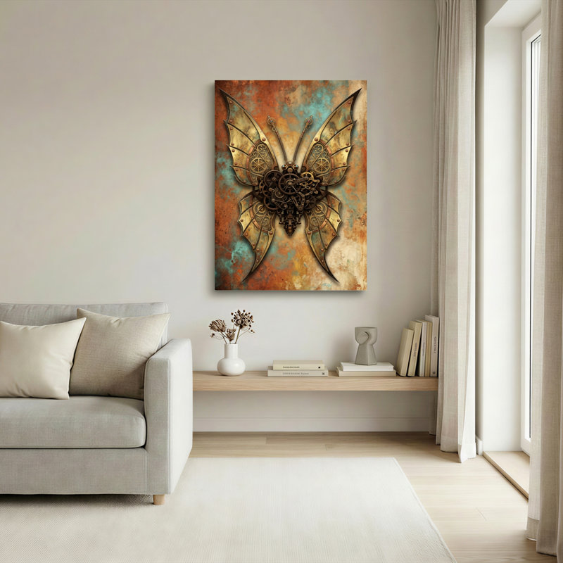 Ensemble de 1 tableau mural sur toile papillon steampunk, 40"H x 28"W, Wrapped Canvas