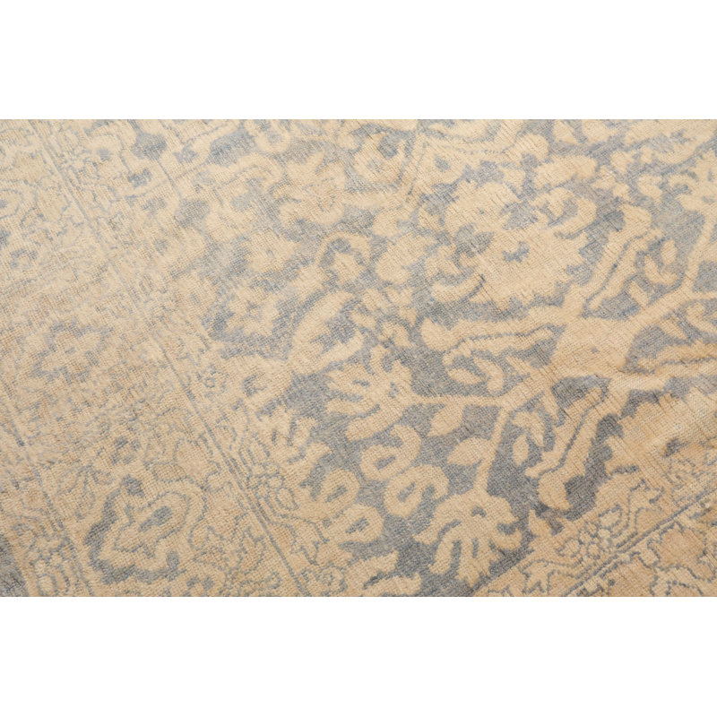 Tapis oriental traditionnel en laine noué à la main 9 pi 11 po x 13 pi 10 po Aqua