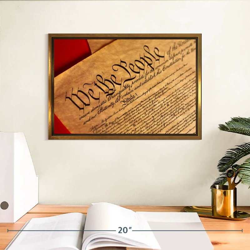 Constitution sur parchemin, Cadre flottant doré, 13 po x 9 po