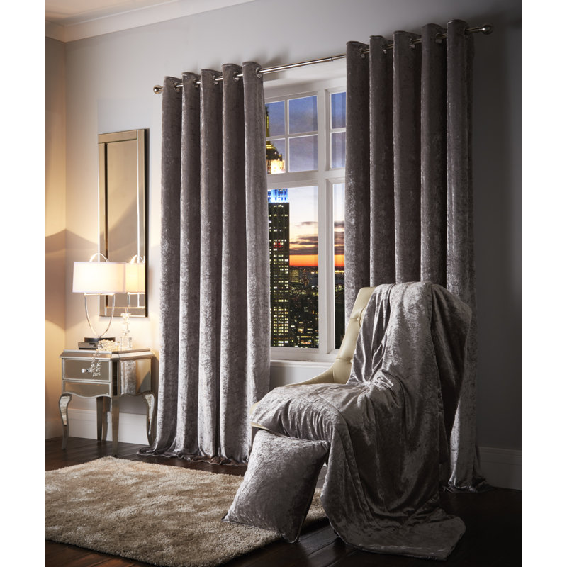Room Darkening Curtain Panel Pair, Width 168cm x Drop 183cm, Silver