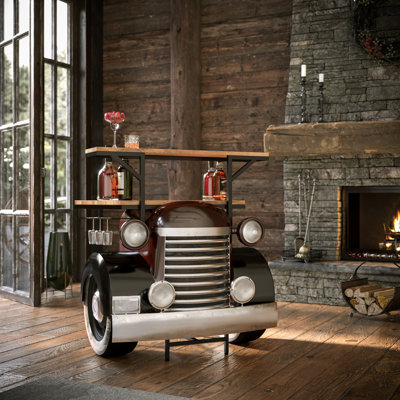 Joah Woody Vintage Car Console Table Home Bar by Williston Forge