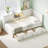 L-Shaped Bed Frame With Drawer And And Bookcase,Corner Bed Wooden Captain Bed With Led Downlight And USB Port-732193115