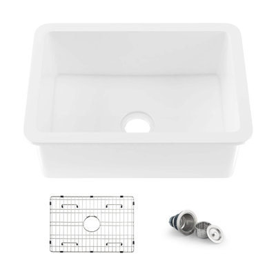 Landis 24 Inch Fireclay Kitchen Single Bowl Undermount Sink 