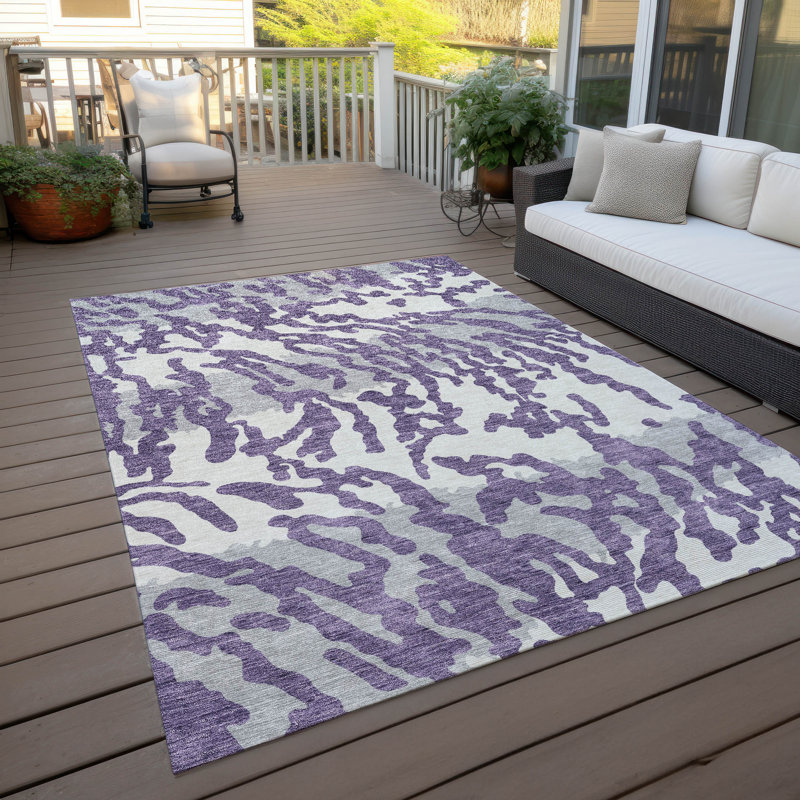  Malek Indoor/Outdoor Area Rug with Non-Slip Backing, Rectangle 5' x 7'6"